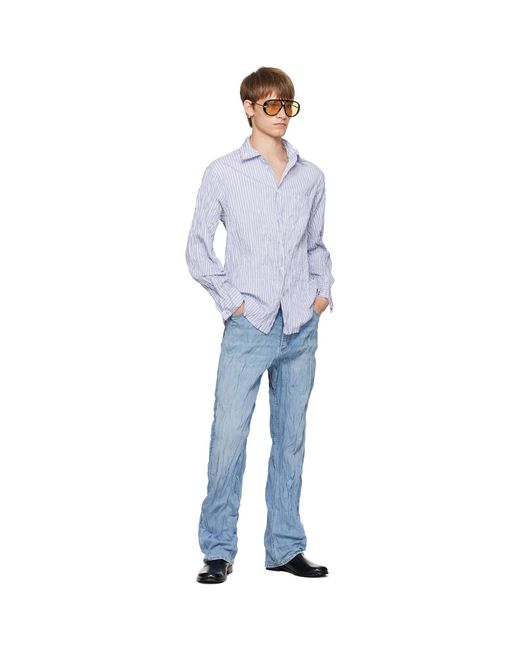 Bottega Veneta Multicolor Crushed Cotton Striped Shirt for men