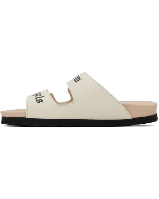 Palm Angels White Logo Suede Double-strap Sandals for men