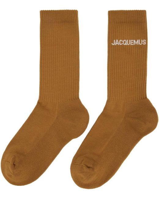 Jacquemus Brown Les Chaussettes Logo-intarsia Socks for men