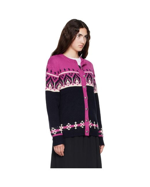 Anna Sui Purple Fair Isle Knit Cardigan
