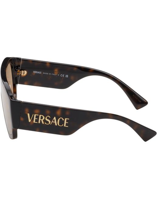 Versace Black Brown Logo Aviator Sunglasses