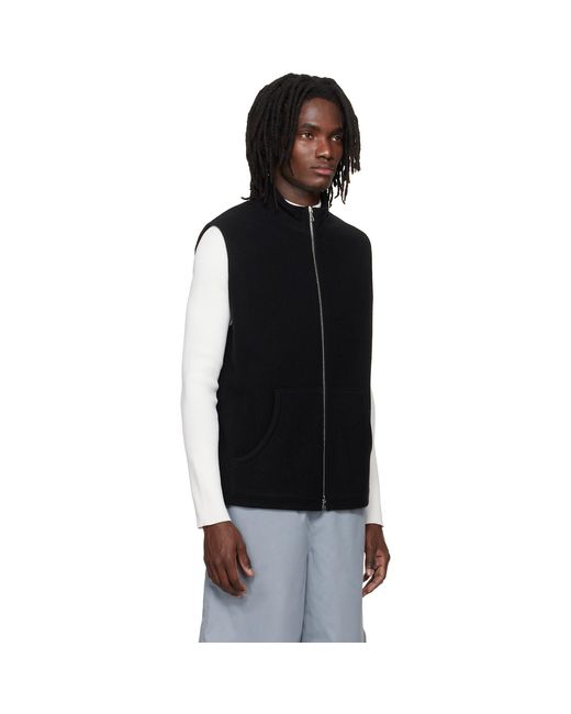 Rier Black Fleece Full Zip Vest for men