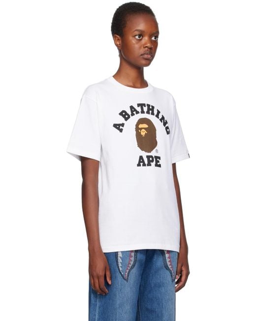 A Bathing Ape White College T-shirt