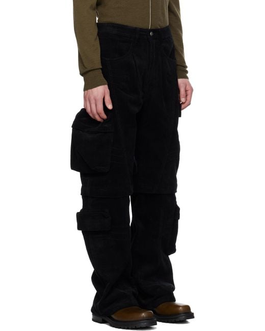 ANDERSSON BELL Black Milano Corduroy Cargo Pants for men