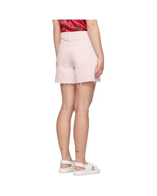 Ganni Pink Frayed Edge Denim Shorts