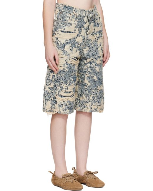 Short Bleu En Denim À Effet Usé Et À Monogrammes Acne en coloris Black
