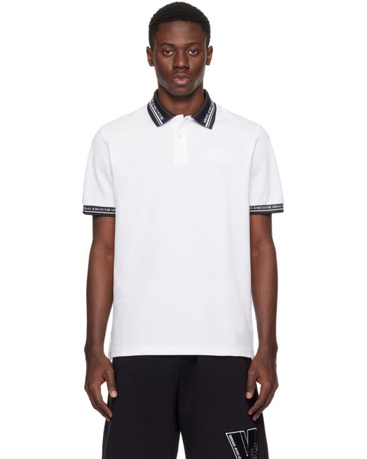 Versace White Printed Polo for men