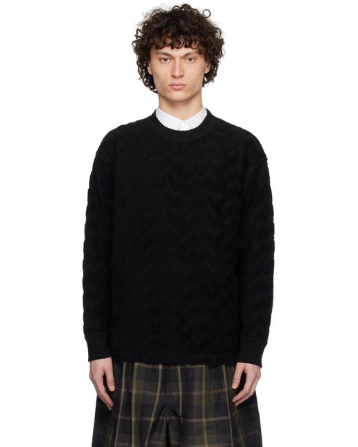 メンズ Comme des Garçons ブラック Pilled Jacquard Check Pattern スウェットシャツ Black
