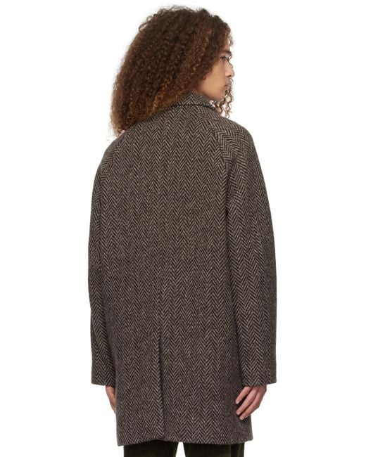 Sunspel Brown Buttoned Coat for men