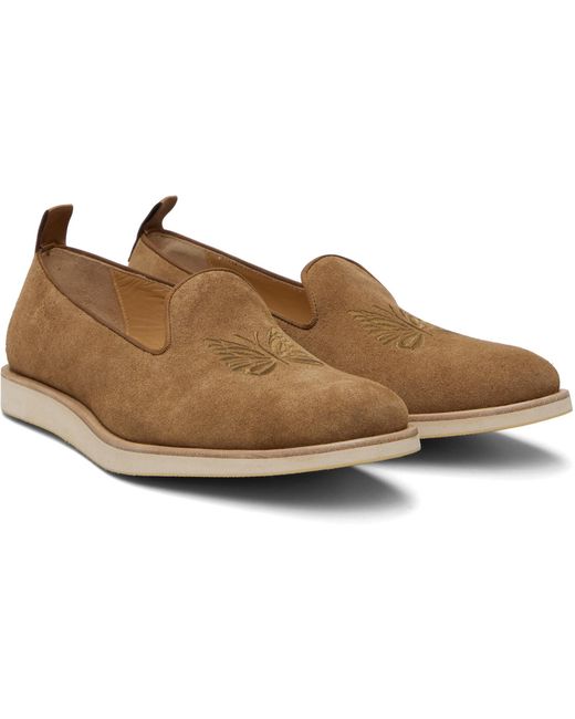 Needles Black Tan Papillon Emb. Loafers for men