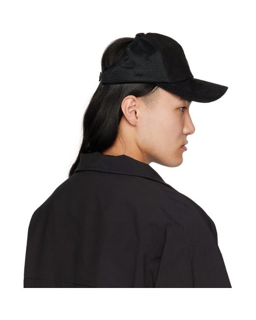 we11done Black Logo Embroidery Suede Cap for men