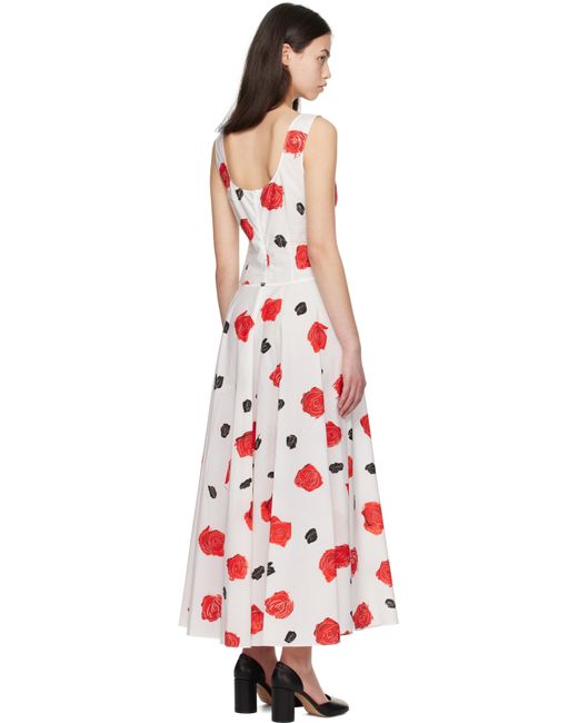 Marni ホワイト Iris コットンポプリン マキシワンピース Red