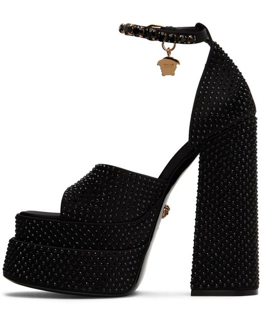 Versace Black Medusa Aevitas Embellished Platform Sandals