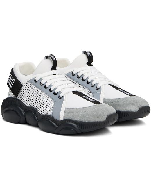 Moschino Black White & Gray Teddy Strap Sneakers for men
