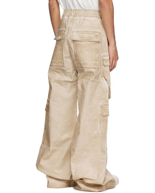 メンズ Rick Owens ベージュ Hollywood Double Jumbo Belas デニム カーゴパンツ Natural