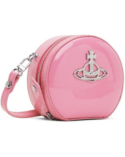 Vivienne Westwood Pink Shiny Mini Round Crossbody Bag