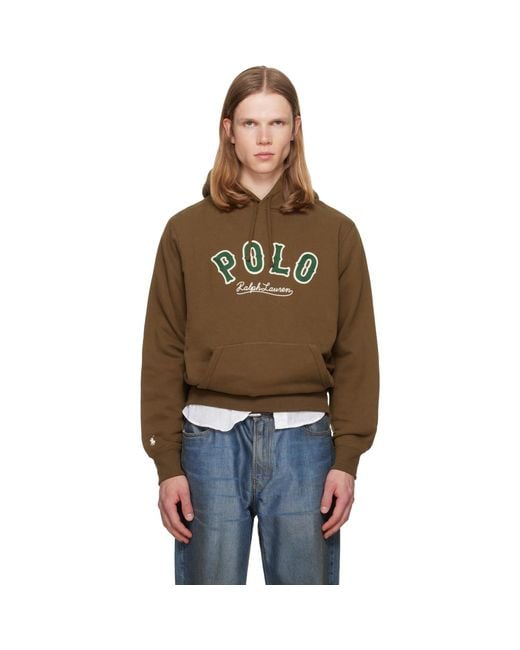 Polo Ralph Lauren Brown 'The Rl Fleece' Western-Logo Hoodie for men