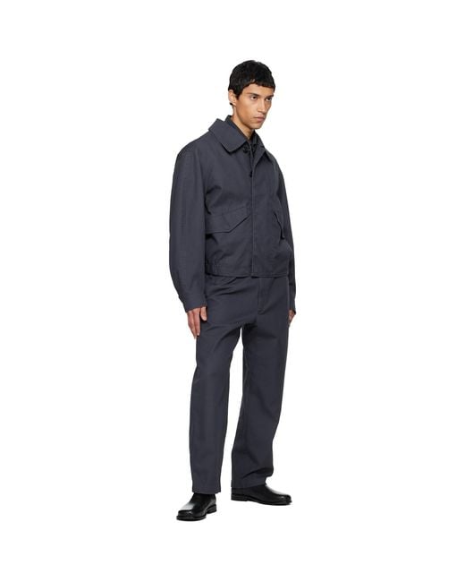 Lemaire Blue Boxy Blouson Jacket for men
