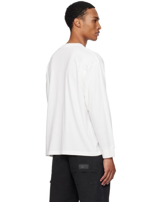 MM6 by Maison Margiela White Long-Sleeved Numeric Signature T-Shirt for men