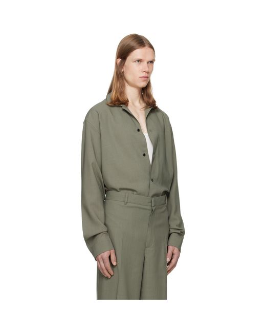 Calvin Klein Green Taupe Atlas Button-Down Shirt for men