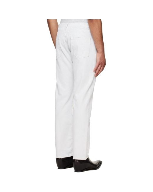 Maison Margiela White Coated Straight-Leg Jeans for men