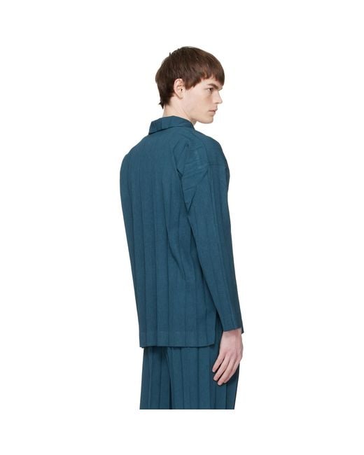 Homme Plissé Issey Miyake Blue Edge Ensemble Shirt for men