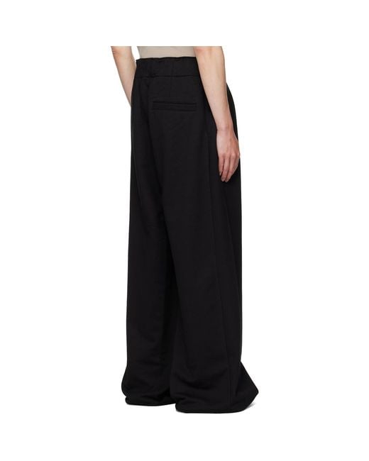 Dries Van Noten Black Pleated Sweatpants for men
