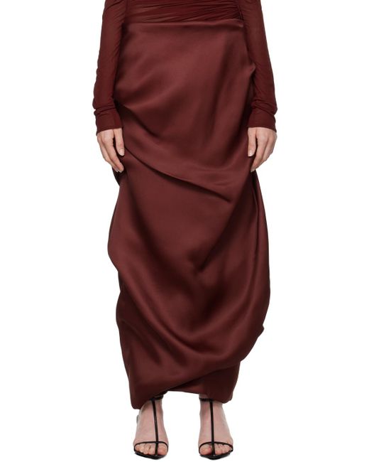 Khaite Red Burgundy Olula Maxi Skirt