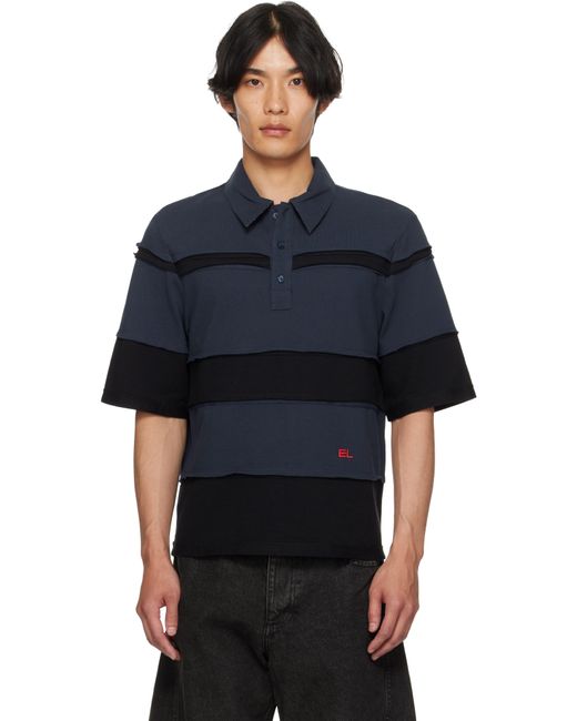 Eckhaus Latta Blue Striated Polo for men