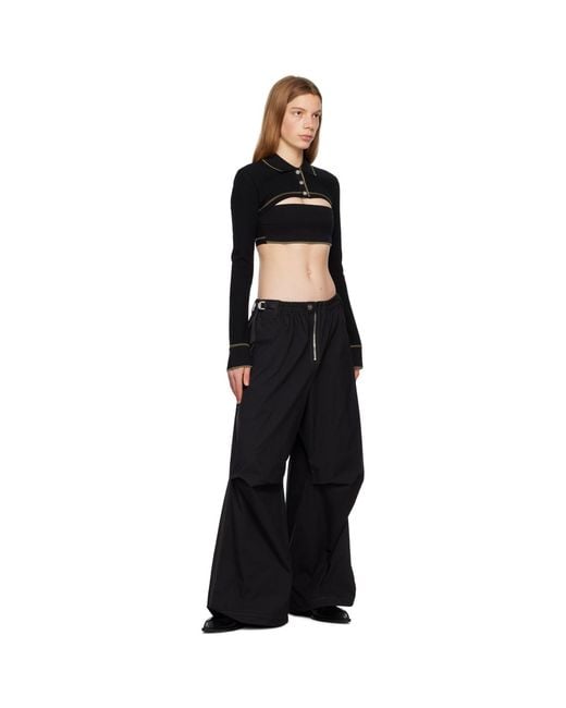 Dion Lee Black Shrunken Snap Polo