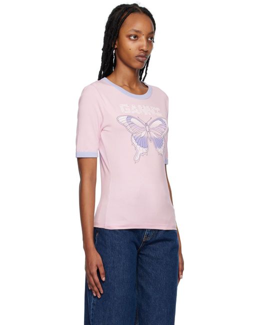 Ganni Black Ssense Exclusive Pink Butterfly T-shirt