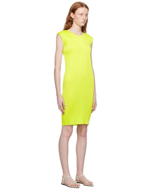 Pleats Please Issey Miyake Yellow Green New Colorful Basics 3 Midi Dress