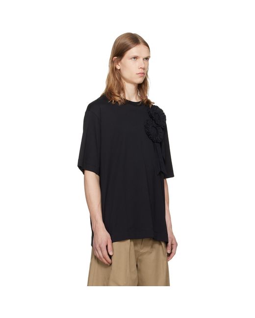Simone Rocha Black Ruffle Rosette Boxy T-Shirt for men