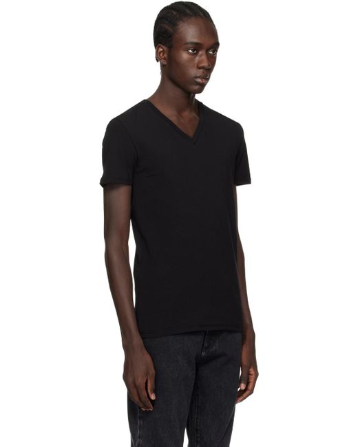 T-shirt noir à col en v Zegna pour homme en coloris Black