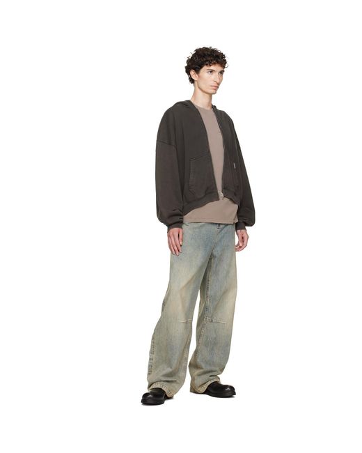 Represent Brown Initial Boxy Oversized Zip Hoodie for men