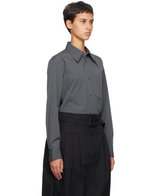 Lemaire Black Gray Pointed Collar Shirt