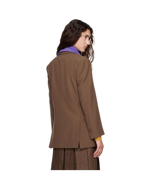 MM6 by Maison Margiela Brown Taupe Wool Blend Suit Blazer