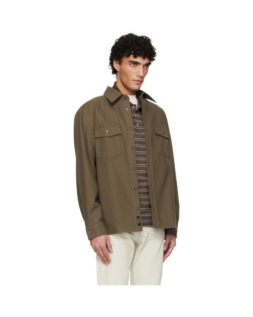 A.P.C. Brown Khaki Solid-Color Cotton Overshirt for men