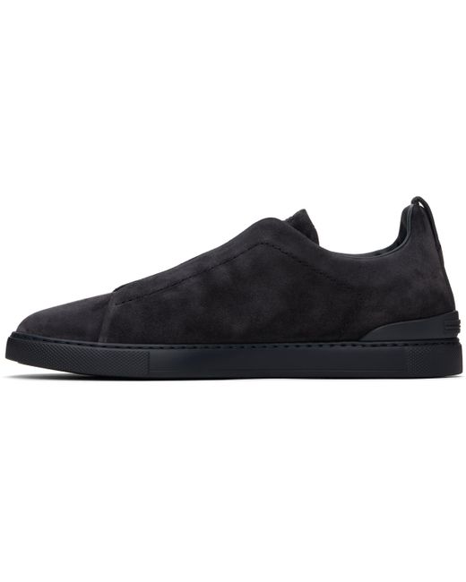 メンズ Zegna ネイビー Triple Stitch スニーカー Black