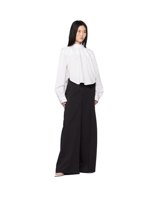 Pushbutton Black Side Folded Wide Trousers