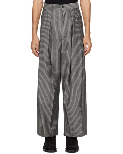 Hed Mayner Black Pinstripes Trousers for men