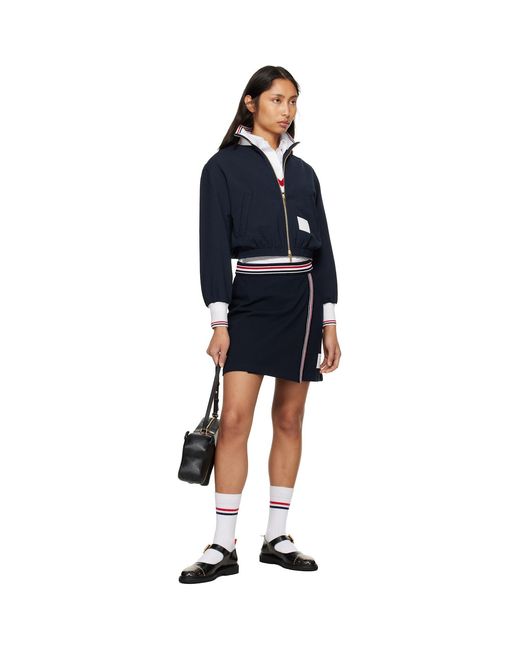 Thom Browne Blue Rwb Trim Wrap Miniskirt