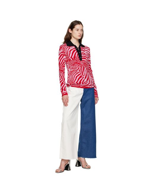 Marques'Almeida Marques Almeida Red & Pink Three-button Polo