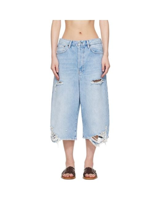 Acne Blue Distressed Shorts