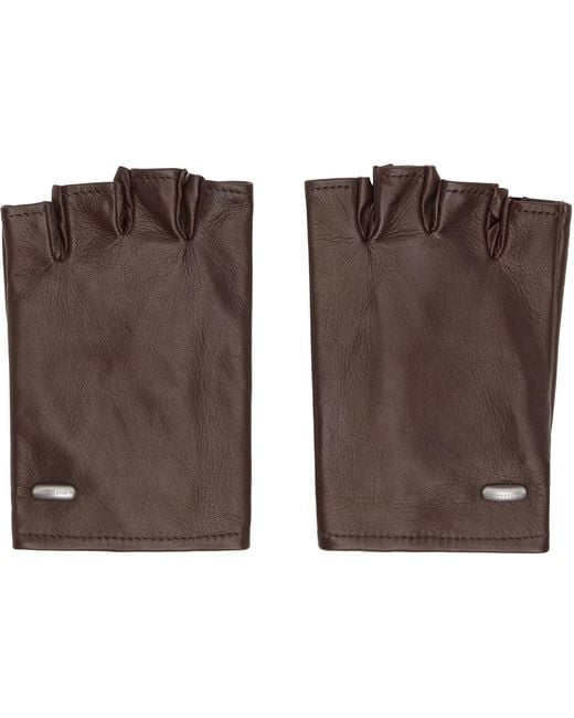 Our Legacy Black Burgundy Biker Gloves for men