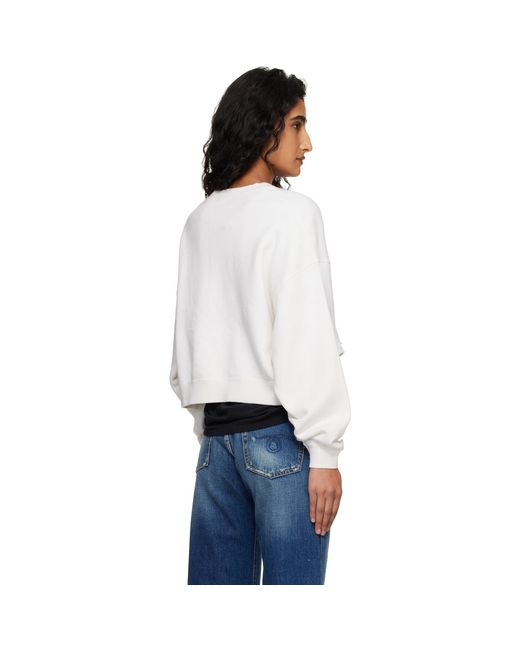 R13 Blue Off- 'Baby Girl' Cropped Crewneck Sweatshirt