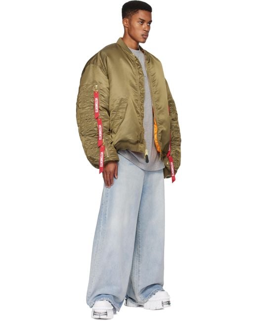 Vetements Green Khaki Alpha Industries Edition Cargo Reversible Bomber Jacket for men
