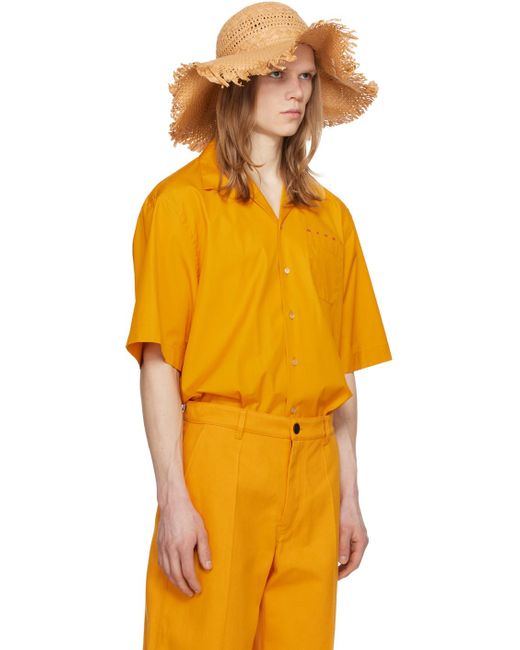 Marni Orange Tan Raffia Beach Hat for men