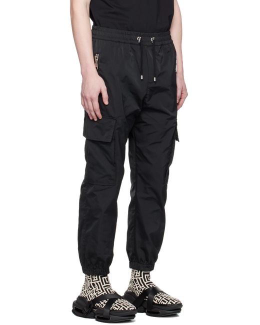 Balmain Black Drawstring Cargo Pants for men