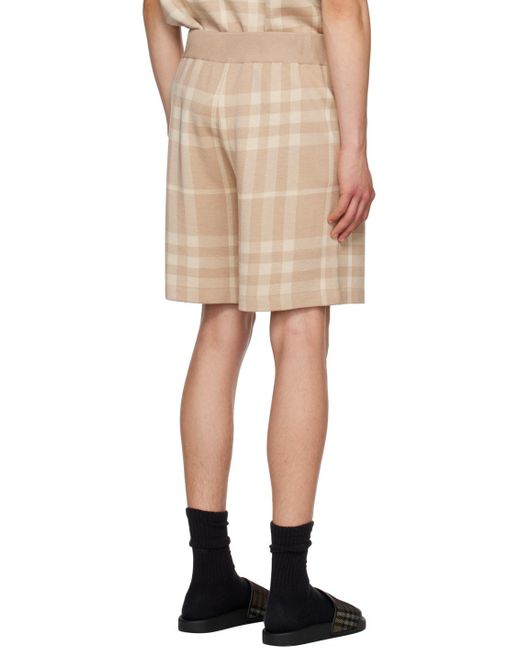 Burberry Natural Beige Check Shorts for men